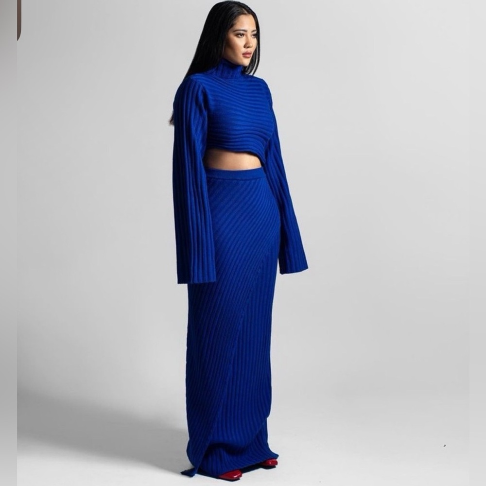 Hanifa Royal Blue Ribbed Skirt
